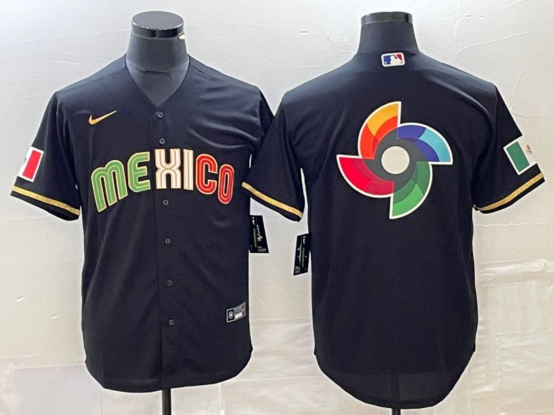 Men 2023 World Cub Mexico Blank Black gold Nike MLB Jersey12->more jerseys->MLB Jersey